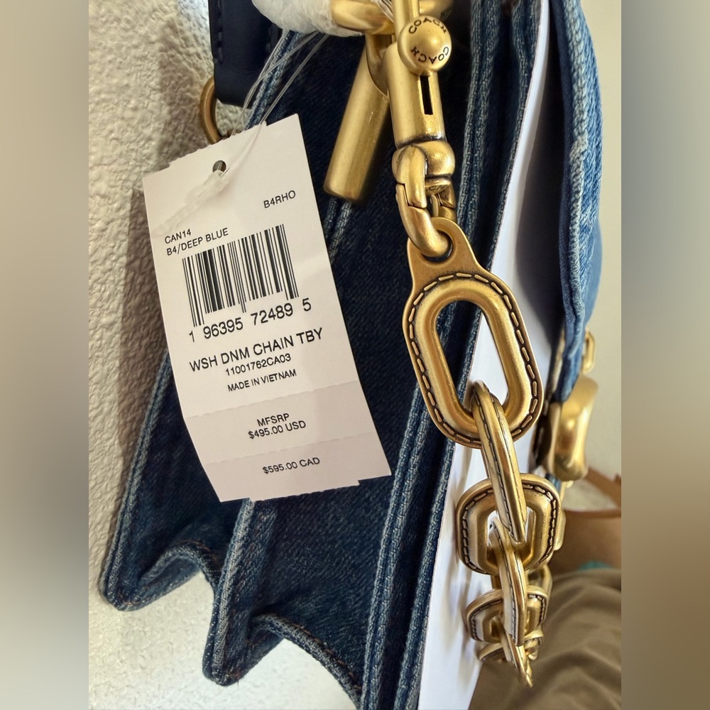 NWT Coach Chain Tabby Shoulder Bag In Denim - Picture 7 of 11